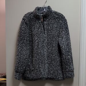 Weatherproof Gray Sherpa Zip-Front Pullover